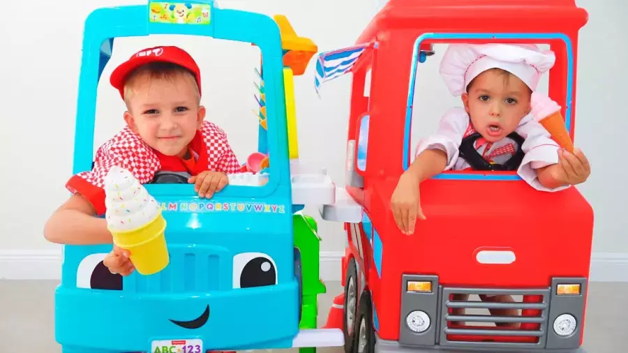 ولاد و نیکی طولانی-چالش جدید ماشین بستنی-کارتون ولاد ونیکی جدید-برنامه کودک ولاد