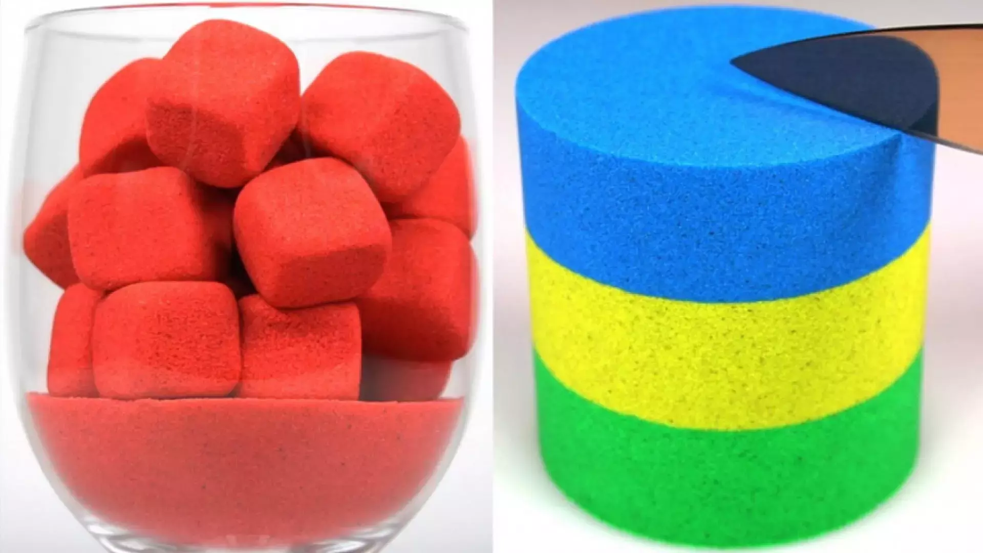 بازی با شن جادویی | ساخت قاشق و چنگال رنگی و برش شن و ماسه اسمر