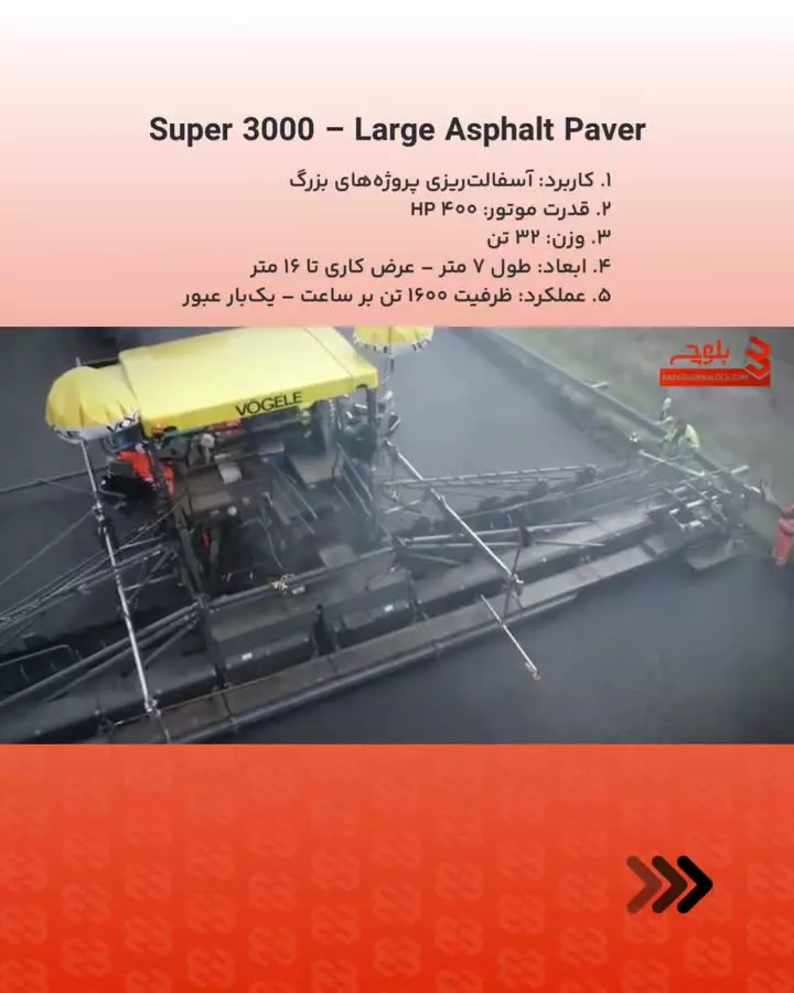 دستگاه Super 3000 - large Asphalt Paver در بازرگانی بلوچ