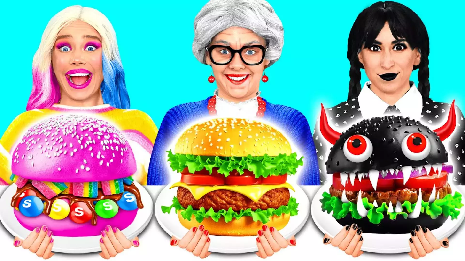 چالش غذایی جذاب/چالش دختر زرد و ابی/ چالش خنده دارچال