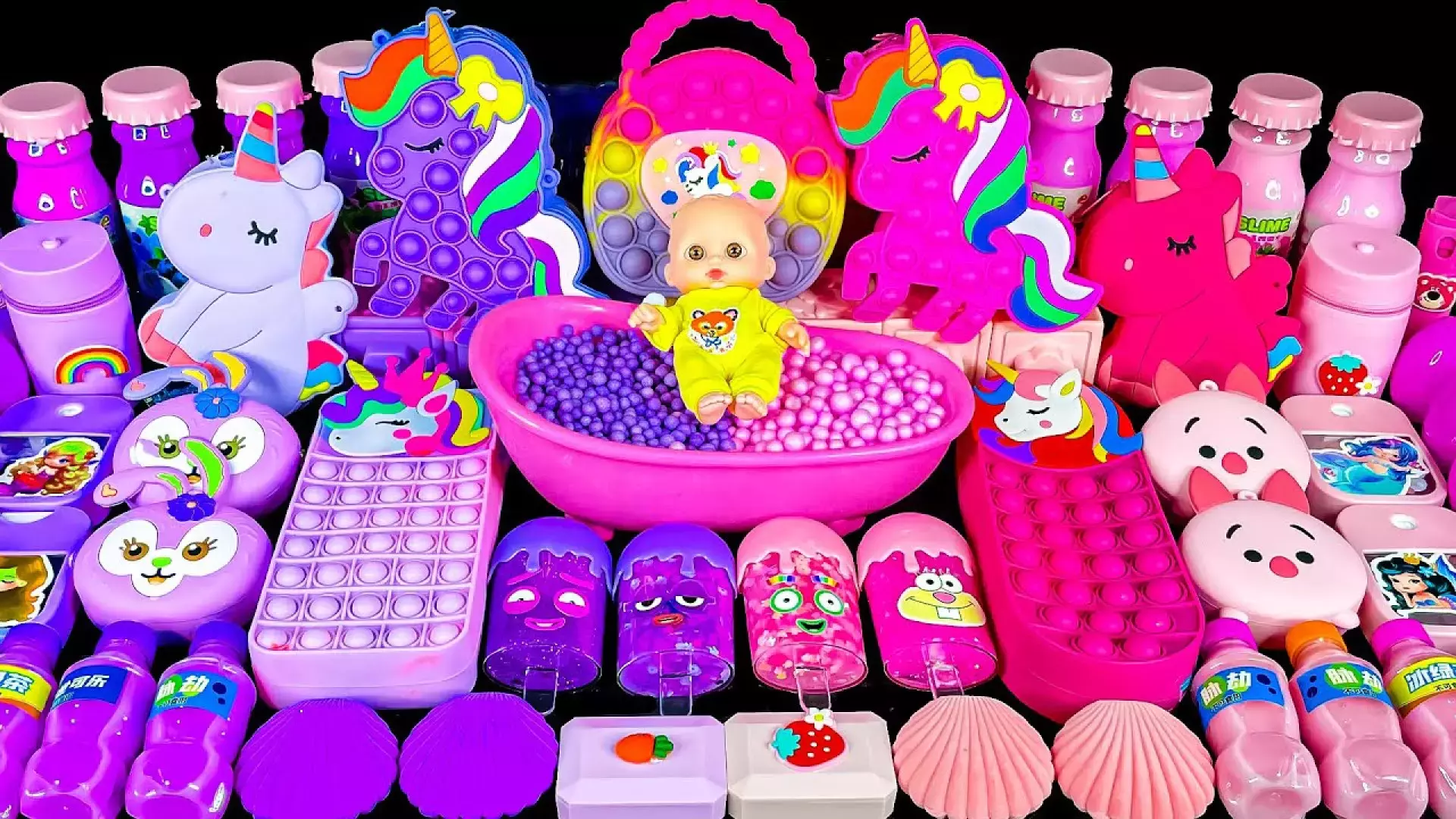 اسلایم پاپ ایت بنفش صورتی ، آموزش ساخت اسلایم ، اسلایم یونیکورن ، بازی با اسلایم