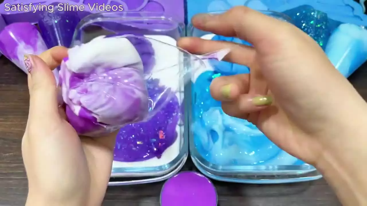اسلایم بازی- آموزش ساخت اسلایم- میکس اسلایم آبی بنفش- اسلایم اسمر -اسلایم کودک