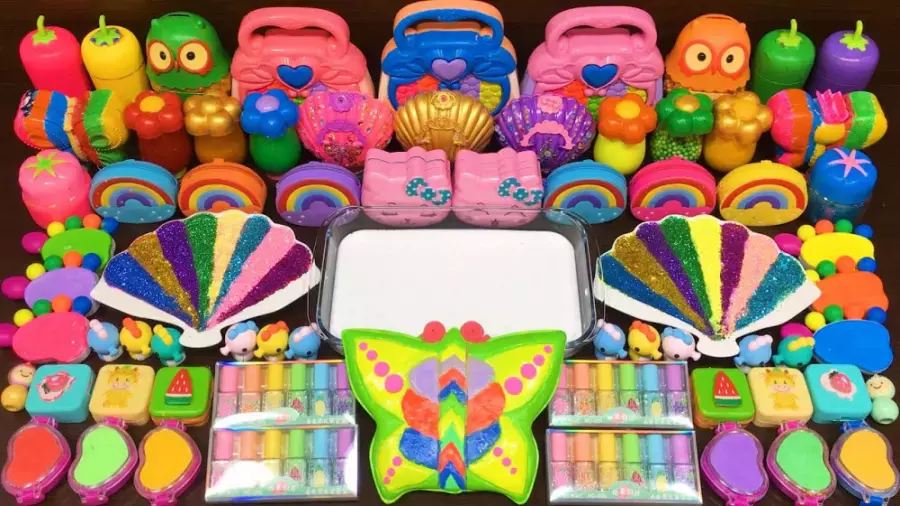 آموزش ساخت اسلایم های رنگی | مخلوط کردن اسلایم شفاف و پولکی