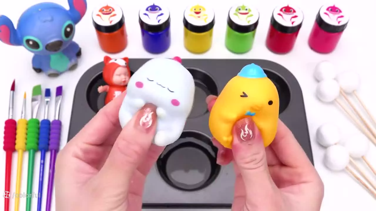 مخلوط کردن اسلایم کالرفول-آموزش ساخت اسلایم-اسلایم بازی جدید