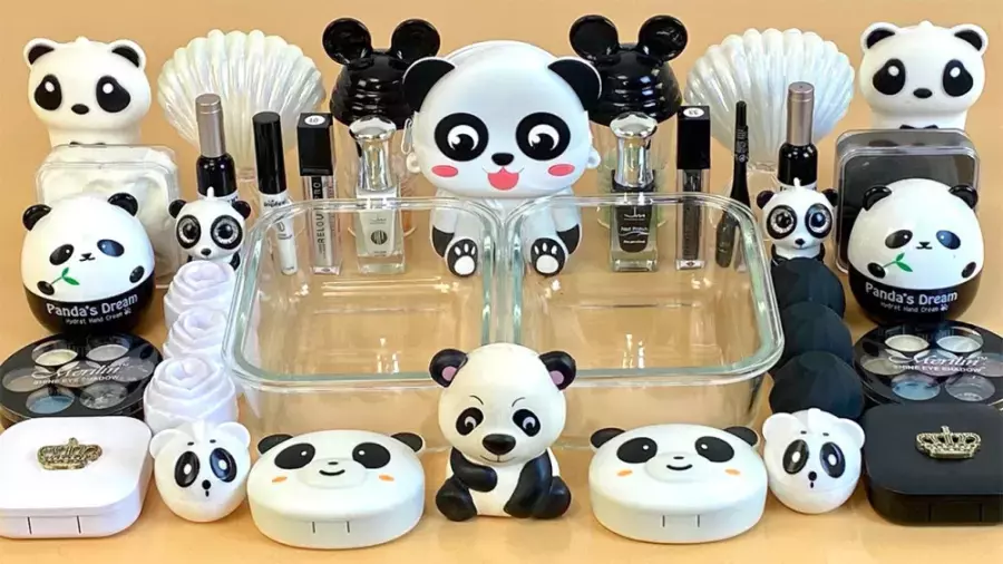 آموزش ساخت اسلایم پاندا - اسلایم بازی کودکانه - مخلوط کردن اسلایم - اسلایم اسمر