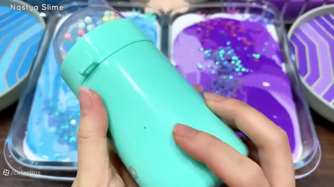 اسلایم بازی ، آموزش ساخت اسلایم ، اسلایم بنفش آبی ، بازی با اسلایم