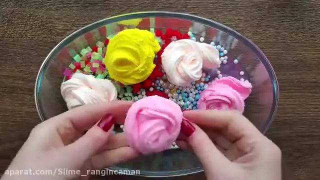 آموزش ساخت اسلایم شفاف و کره ای/قاطی کردن اسلایم ها/رنگ کردن اسلایم شفاف