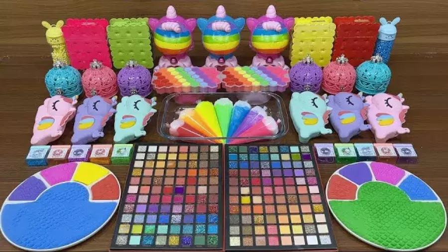 مخلوط کردن اسلایم یونیکورن رنگی/ آموزش ساخت اسلایم / اسلایم بازی کودکان / اسلایم