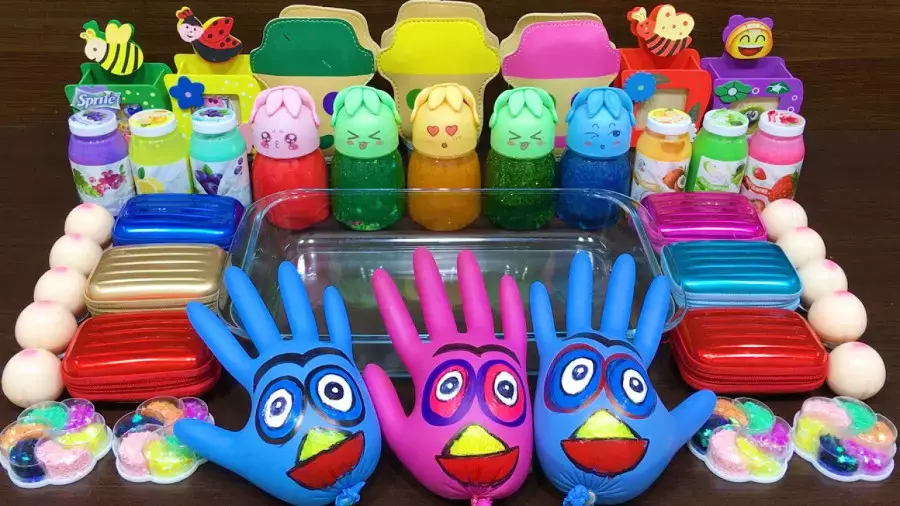 مخلوط کردن اسلایم بادکنکی / آموزش ساخت اسلایم / اسلایم بازی کودکان / اسلایم