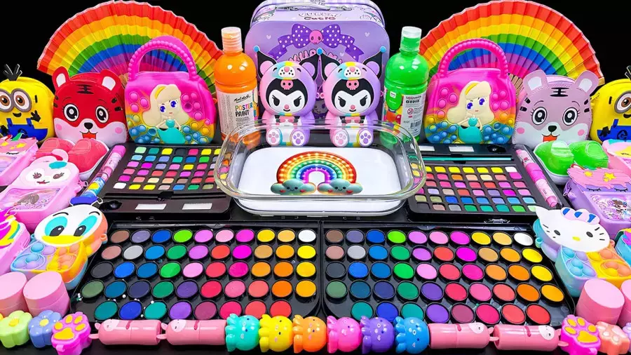 مخلوط کردن اسلایم رنگارنگ، آموزش ساخت اسلایم، اسلایم بازی کودکان، اسمر اسلایم