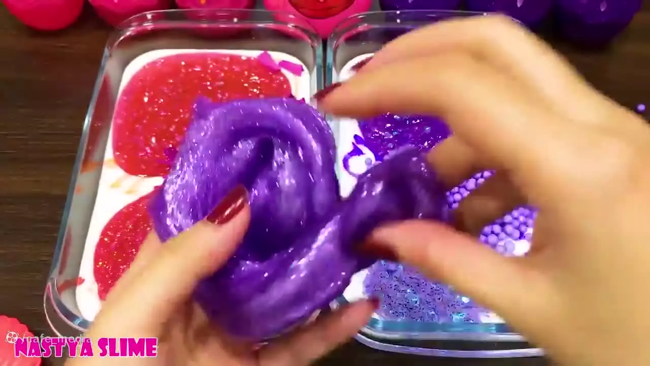 اسلایم بازی ، آموزش ساخت اسلایم ، اسلایم بنفش صورتی ، بازی با اسلایم