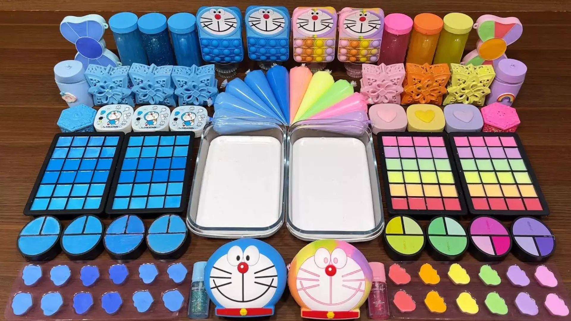 ترکیب کردن اسلایم رنگی و آبی، آموزش ساخت اسلایم، اسلایم بازی، اسلایم