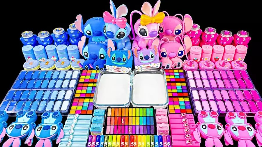 اسلایم بازی طولانی ، آموزش ساخت اسلایم ، اسلایم صورتی آبی ، بازی با اسلایم