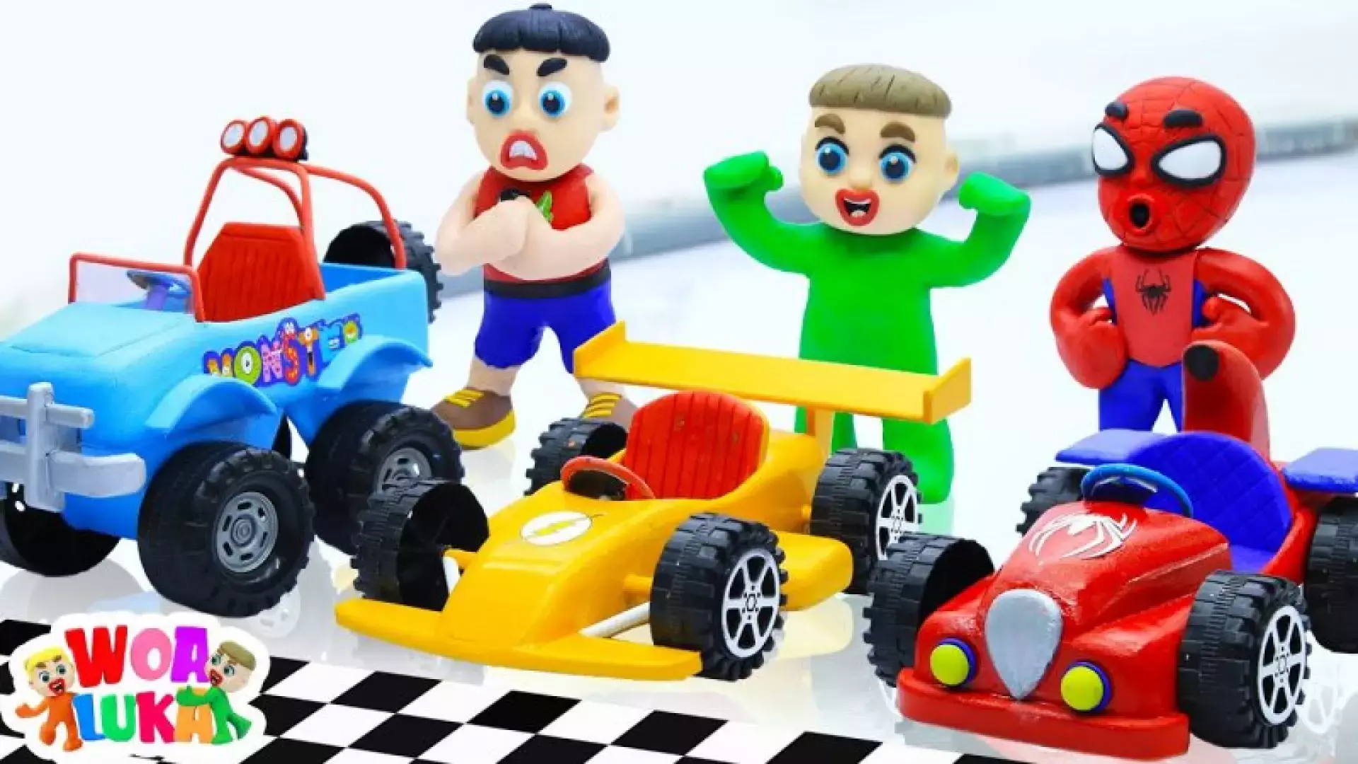 کارتون ماشین ها با خمیر بازی : پنج ماشین کوچولو : مرد عنکبوتی