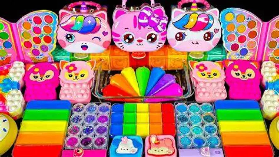 ساخت اسلایم رنگی رنگی؛ اسلایم بازی اکلیلی ؛ اسلایم آرامش بخش ؛ خمیر بازی و سرگرمی