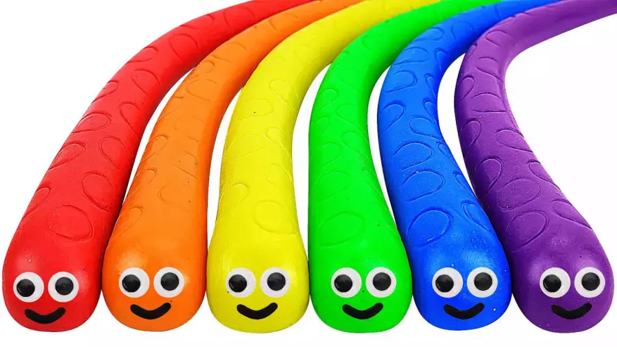 ساخت اسلایم به شکل کرم رنگی - اسلایم بازی کودکانه - خمیربازی کودکانه - سرگرمی