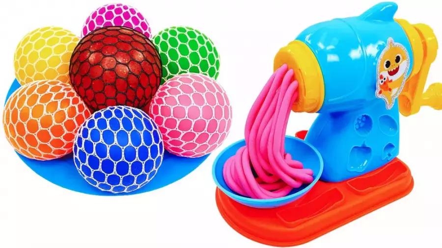 ساخت رشته های رنگی با خمیر بازی ، بازی و سرگرمی کودک ، اسلایم بازی