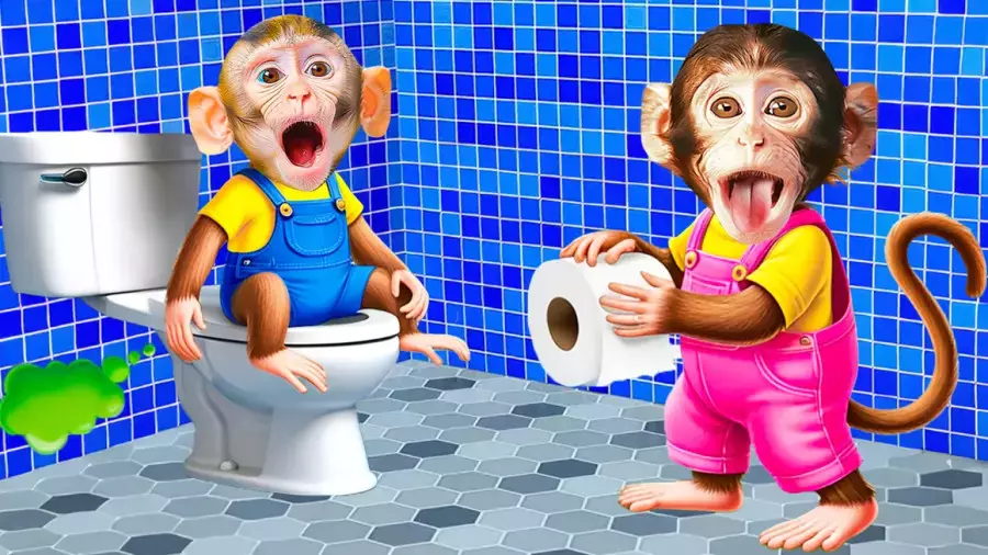 کارتون میمون خنده‌دار | ماجراجویی‌های بامزه در حمام