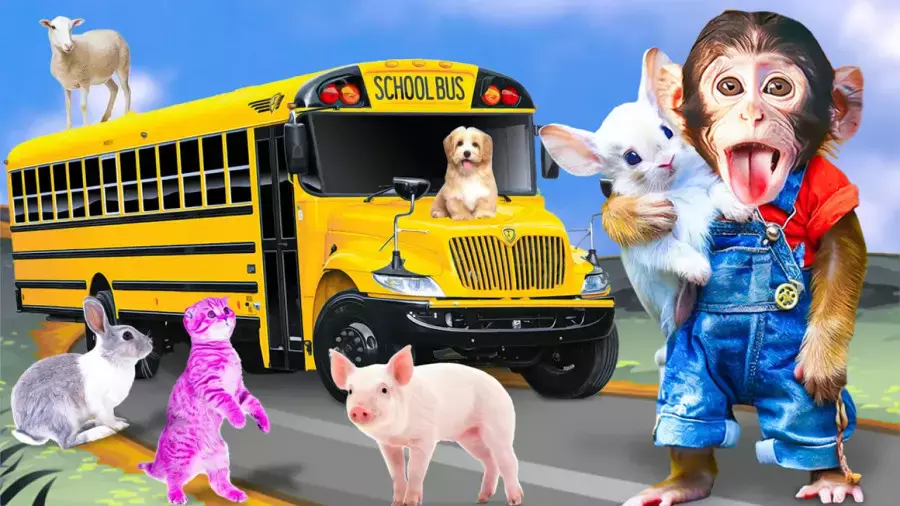 کارتون بچه میمون بامزه جدید | ماجراهای بچه میمون و اتوبوس مدرسه