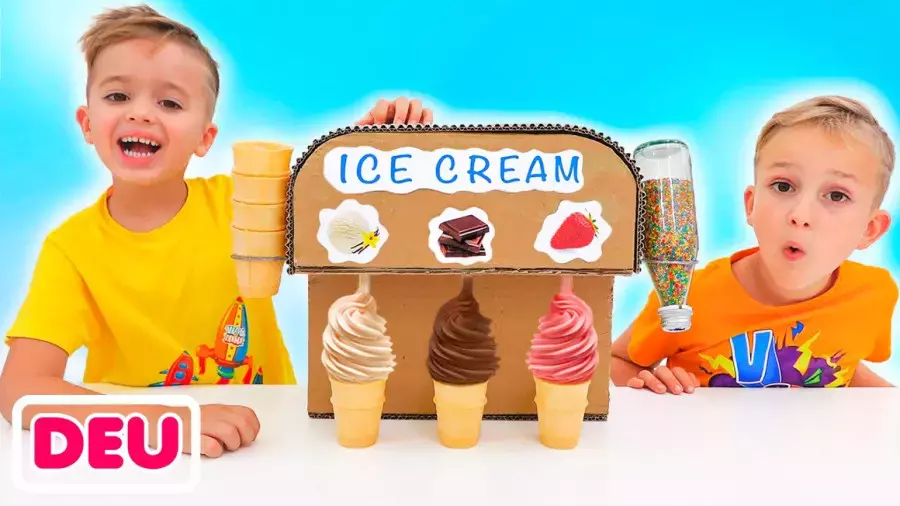 ولاد و نیکی-نیکی چالش جدید دستگاه بستنی-کارتون ولاد ونیکی جدید- کودک ولادو نیکی