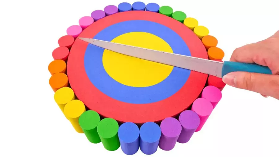 چالش اسمر کودکانه |  طرز تهیه کیک رنگین کمانی با برش شن و ماسه جنبشی