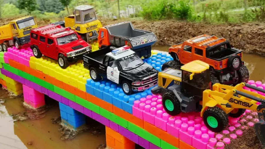 فیلم ماشین بازی کودکانه جدید : پل سازی با آجرهای رنگی
