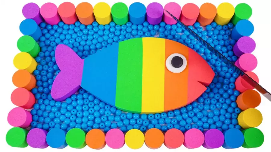 چالش اسمر کودکانه | ماهی استخر رنگین کمانی با برش شن جنبشی