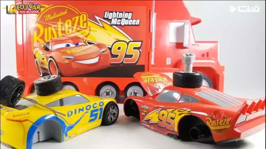 ماشین بازی مک کویین زرد و قرمز و آبی و سبز : فیلم ماشین بازی کودکانه پسرانه جدید