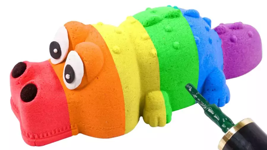 چالش اسمر کودکانه | نحوه درست کردن رنگین کمان دایناسور با شن جنبشی