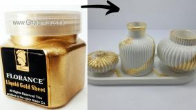 آموزشه تزعاین و رنگ پتینه کاری دکوره سنگ مصنوعی با ورق طلا مایع