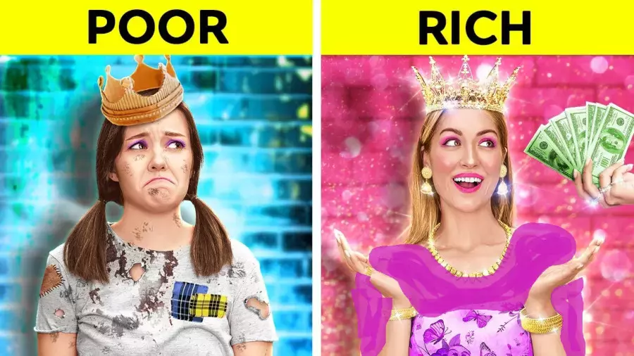 چالش ارایشی خنده دار فقیر و پولدار چالش ریچ و پور دختره اینقد موند تا مرد سرگرمی