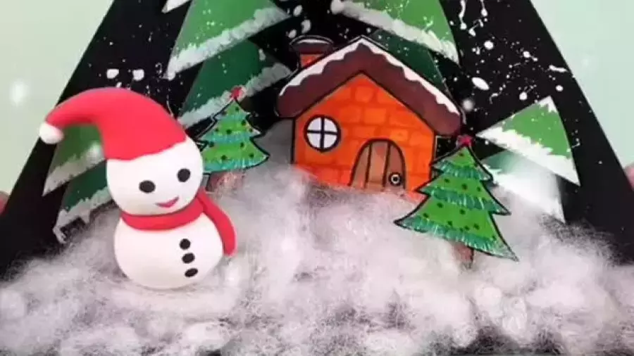 دیزاین میز شب یلدا با کاردستی‌های سه بعدی زمستانی و آدم برفی