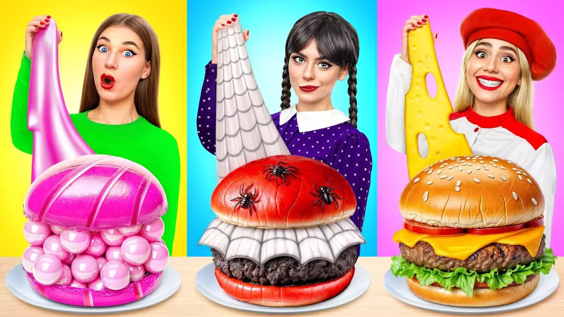 چالش غذایی: تجربه‌ی هیجان‌انگیز اسمرفود و موکبانگ همبرگرهای رنگین