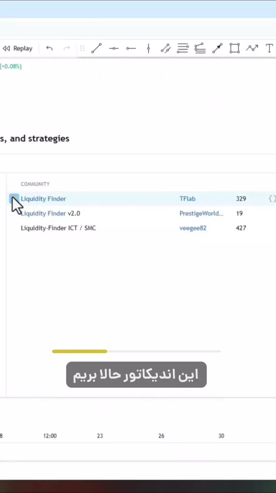 اضافه کردن اندیکاتور تشخیص نقدینگی (Liquidity Finder) در تریدینگ ویو - رایگان [تریدینگ فایندر]