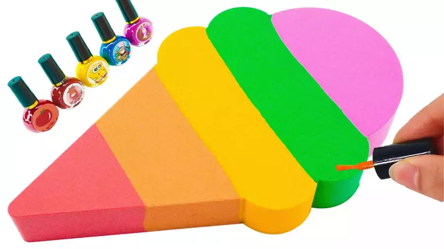 شن بازی کودکانه طولانی | ساخت بستنی رنگی با شن جنبشی