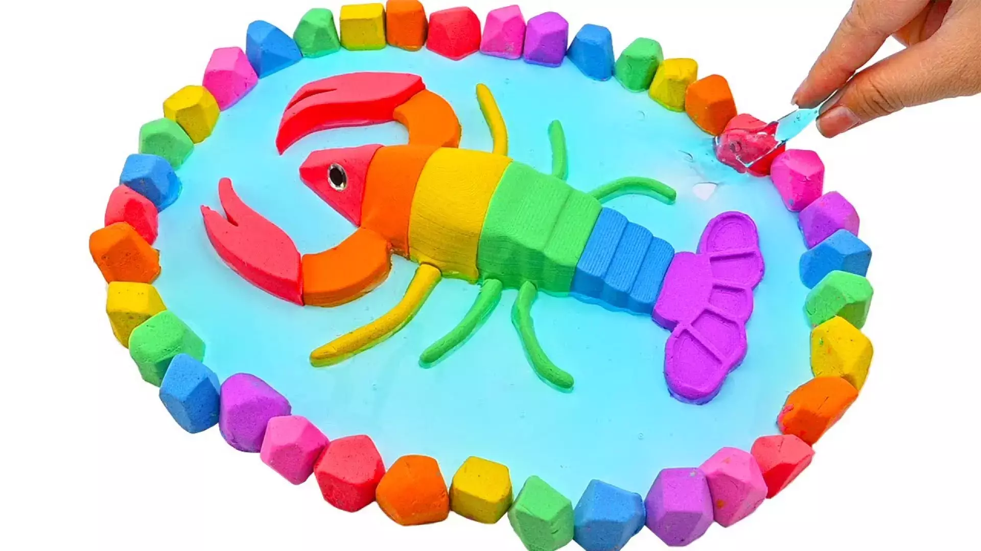 شن‌ بازی | ساخت حوضچه و خرچنگ رنگین کمانی با شن جنبشی