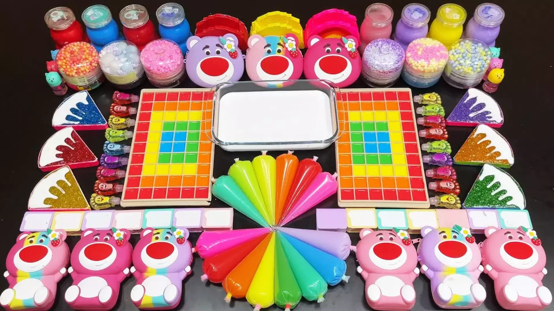 سرگرمی کودکانه :: بازی با اسلایم های کیوت و بامزه :: مخلوط اسلایم رنگین کمانی