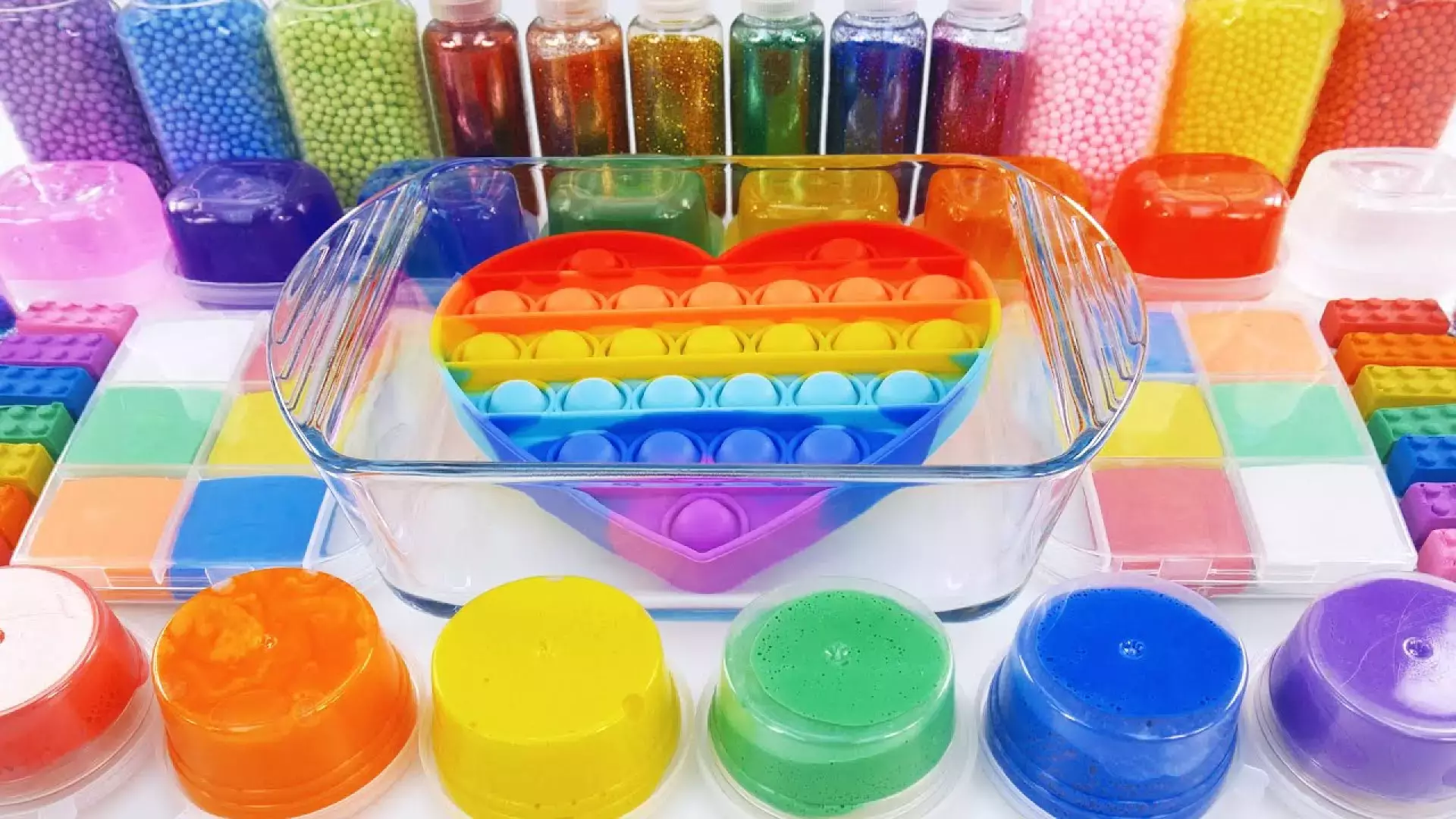 اسلایم بازی ، ساخت قلب رنگی با اسلایم ، اسلایم اسمر ، اسلایم بامزه