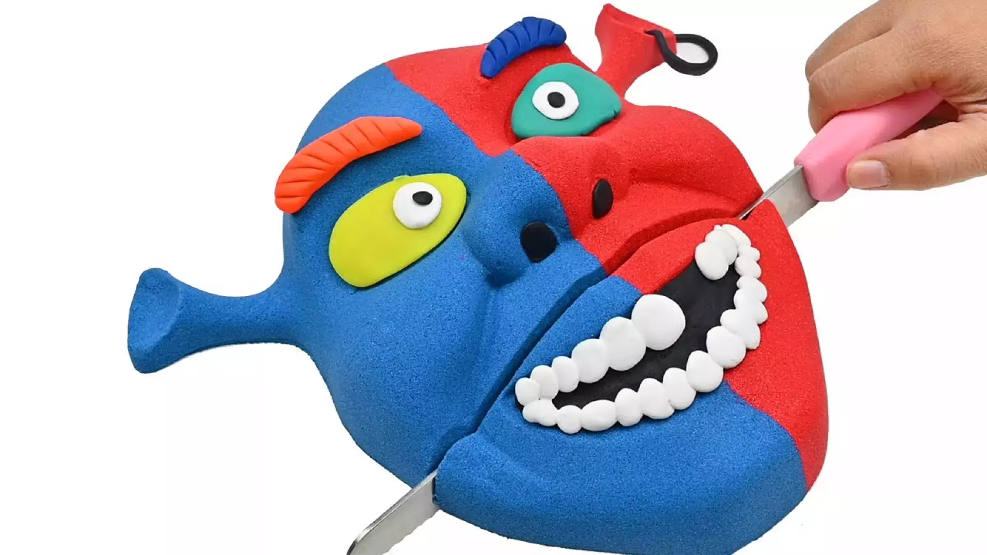 اسمر شن جنبشی | ساخت کیک شرک قرمز و آبی با شن جنبشی