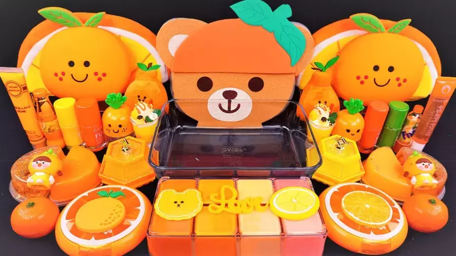 اسلایم خرسی _ اسلایم بامزه نارنجی _ اسلایم بازی _ آموزش ساخت اسلایم کیوت