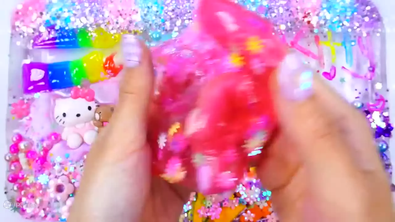 اسلایم کیتی :: اسلایم هلو کیتی بامزه :: آموزش ساخت اسلایم :: اسلایم صورتی