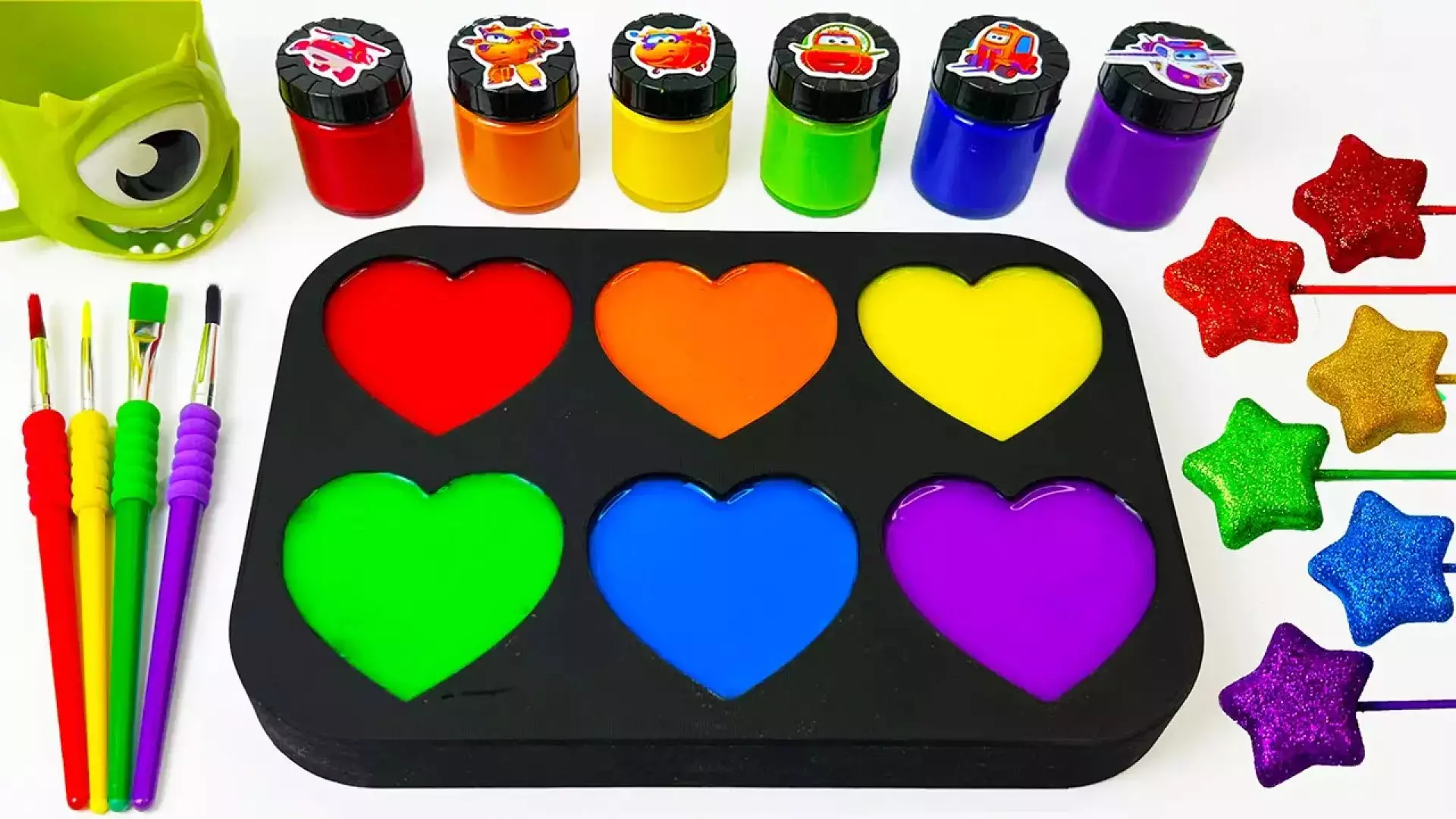 آموزش اسلایم بازی ، اسلایم تابه ای قلبی ، آبنبات رنگی و براق