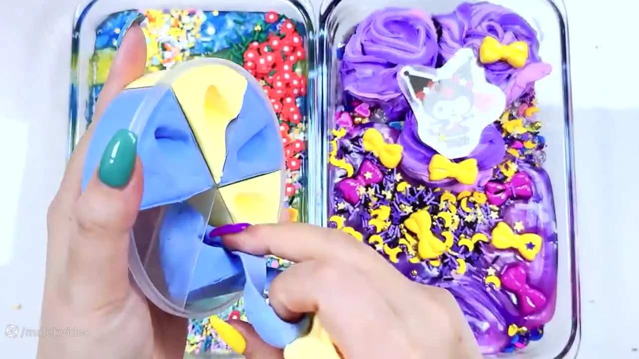 ترکیب کردن اسلایم رنگی و آبی، آموزش ساخت اسلایم، اسلایم بازی، اسلایم