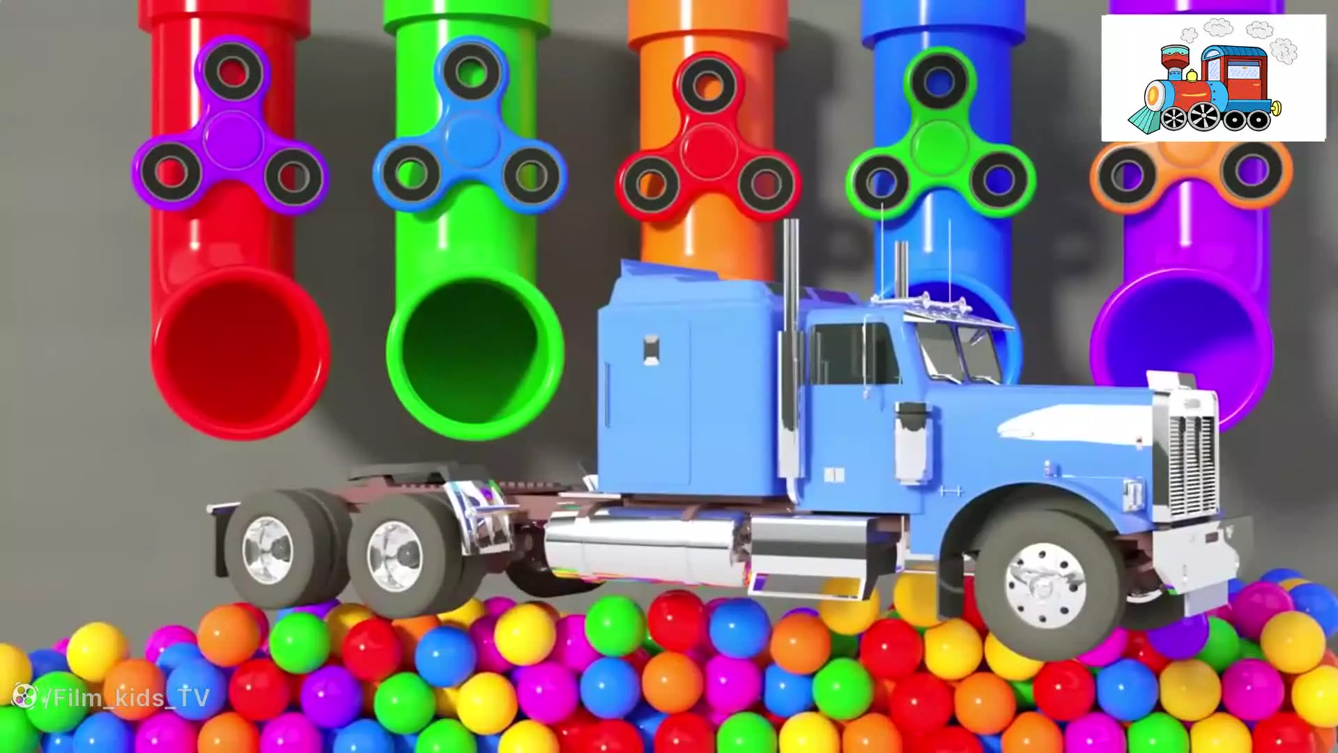 ماشین بازی رنگی جدید با آموزش رنگ ها و کامیون ها و توپ های ریز
