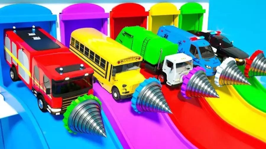 بازی رنگی رنگی با ماشین و کودک بامزه ، کارتون ماشین های اسباب بازی