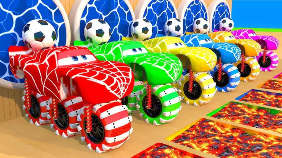 توپ‌های رنگی و ماشین‌های شاد در حال بازی ؛ فیلم ماشین بازی ؛ ماشین های رنگی