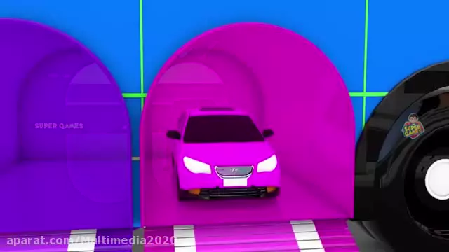 کارتون ماشین های رنگی | اتوبوس های دو طبقه رنگی | ماشین بازی کودکانه