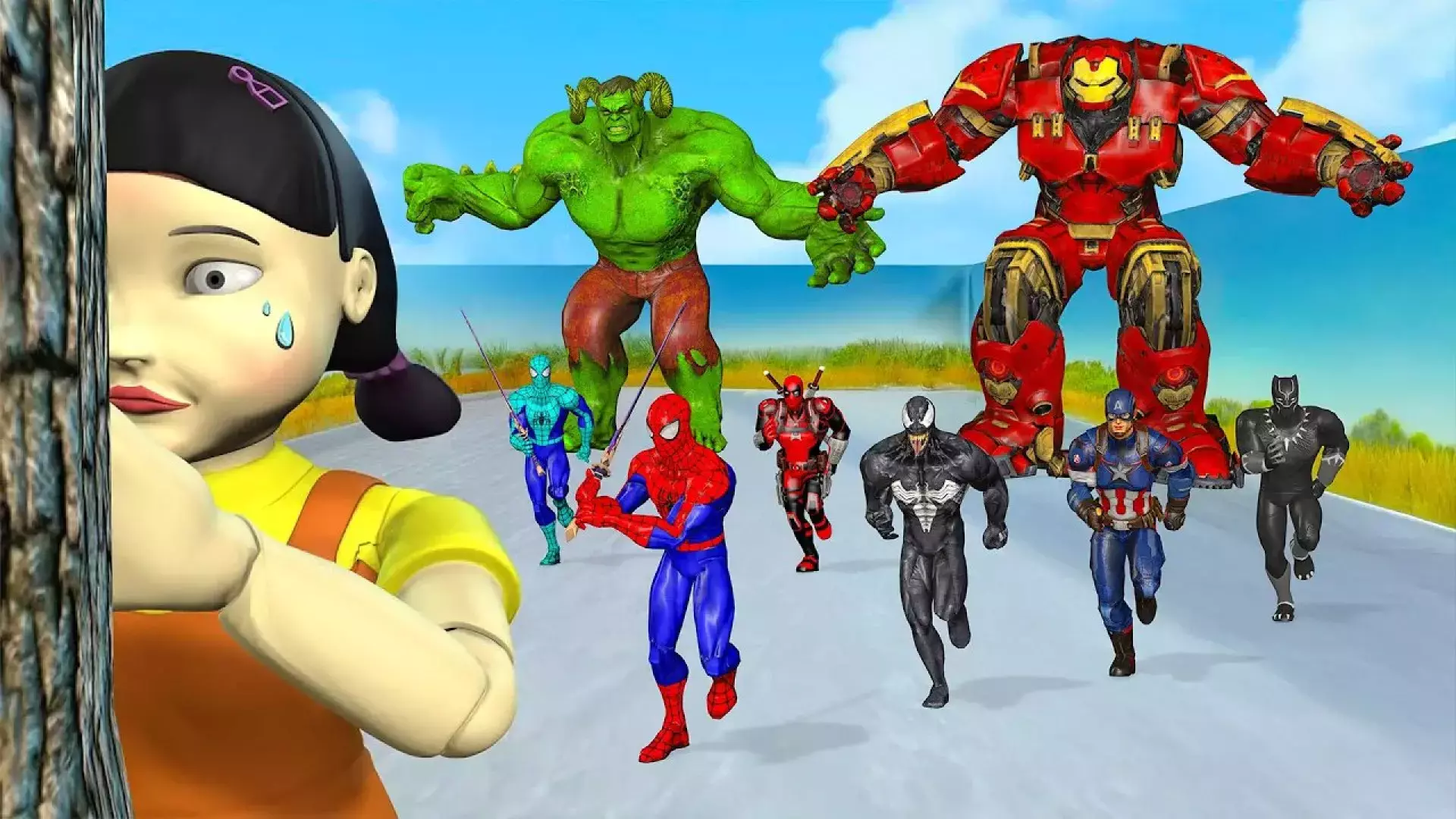 برنامه کودک ابر قهرمانان در اسکویید گیم | مرد عنکبوتی و دوستان