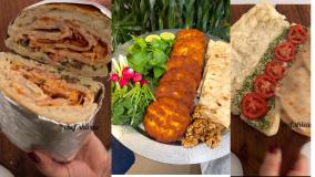 آشپزیه انواعه ساندویچ مرغ سوخاری و غذاهایی متنوع