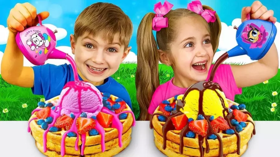 برنامه کودک ساشا و آنیتا جدید | بازی و چالش کودکانه غذایی